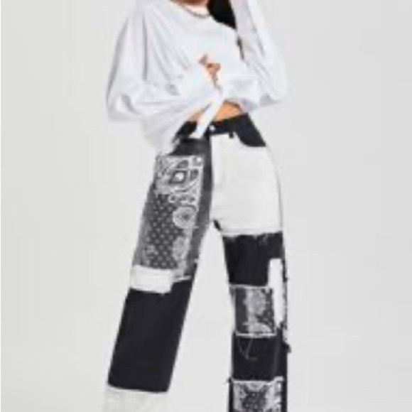 SHEIN Ez-Wear Paisley Patchwork Denim NWOT - Picture 3 of 17